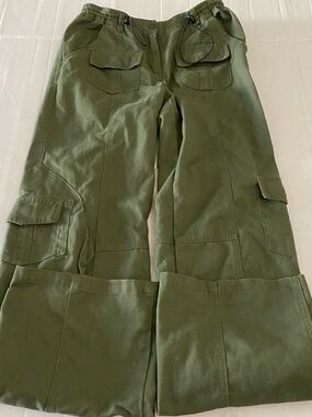 Brady Melville Women’s Olive Green Cargo Pants Wide Leg Small Y2K